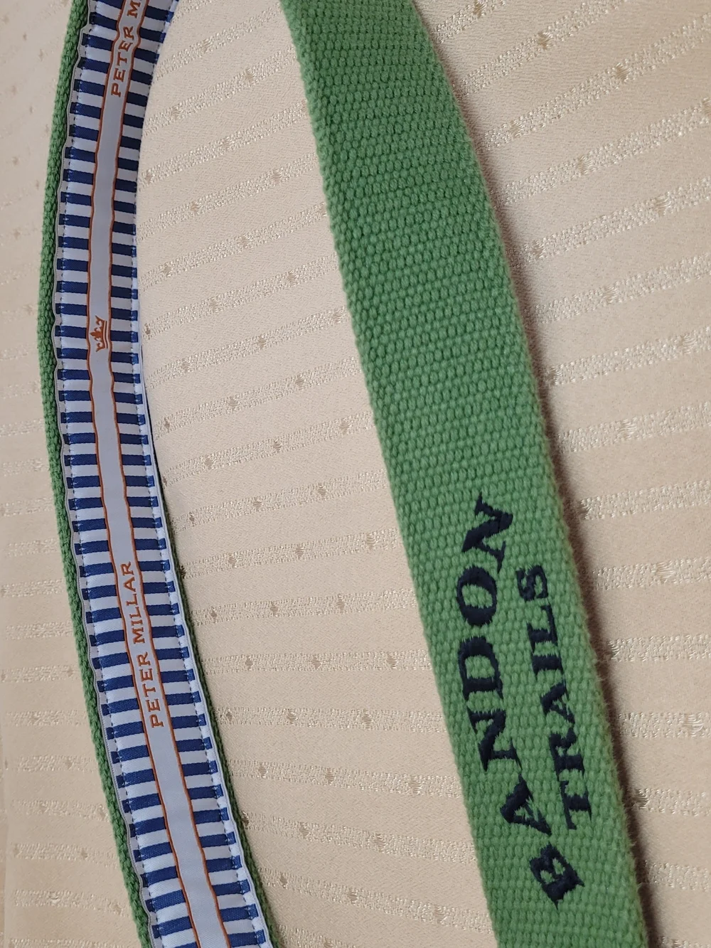 Peter Millar Bandon Trails Golf Belt Size 38 Canvas Leather Butterfly Logo Green
